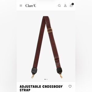 Clare V Adjustable Crossbody Strap Chocolate Tonal Bonjour Au Revoir Brown Black